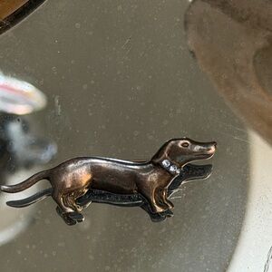Vintage signed 925 sterling silver Jazlaine Dachshund Brooch